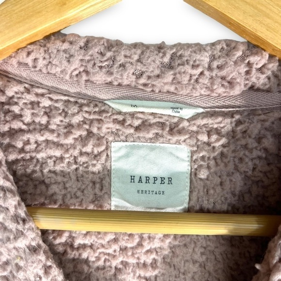 4 for $20 SALE! Harper Heritage Teddy Bear Sherpa Cropped Sweater, Dusty Rose, M - Picture 5 of 10